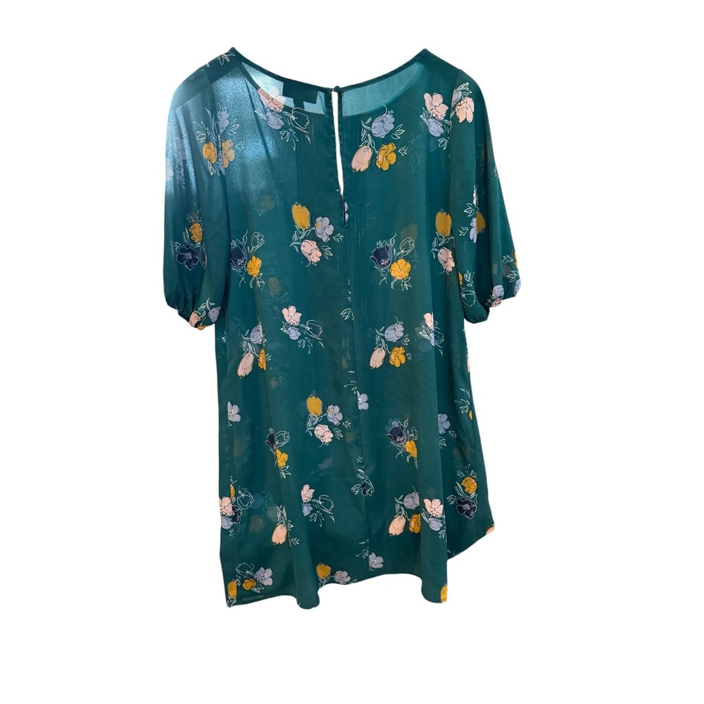 Modcloth Teal‎ Floral Print Short Sleeve Dress Women's Sz Small